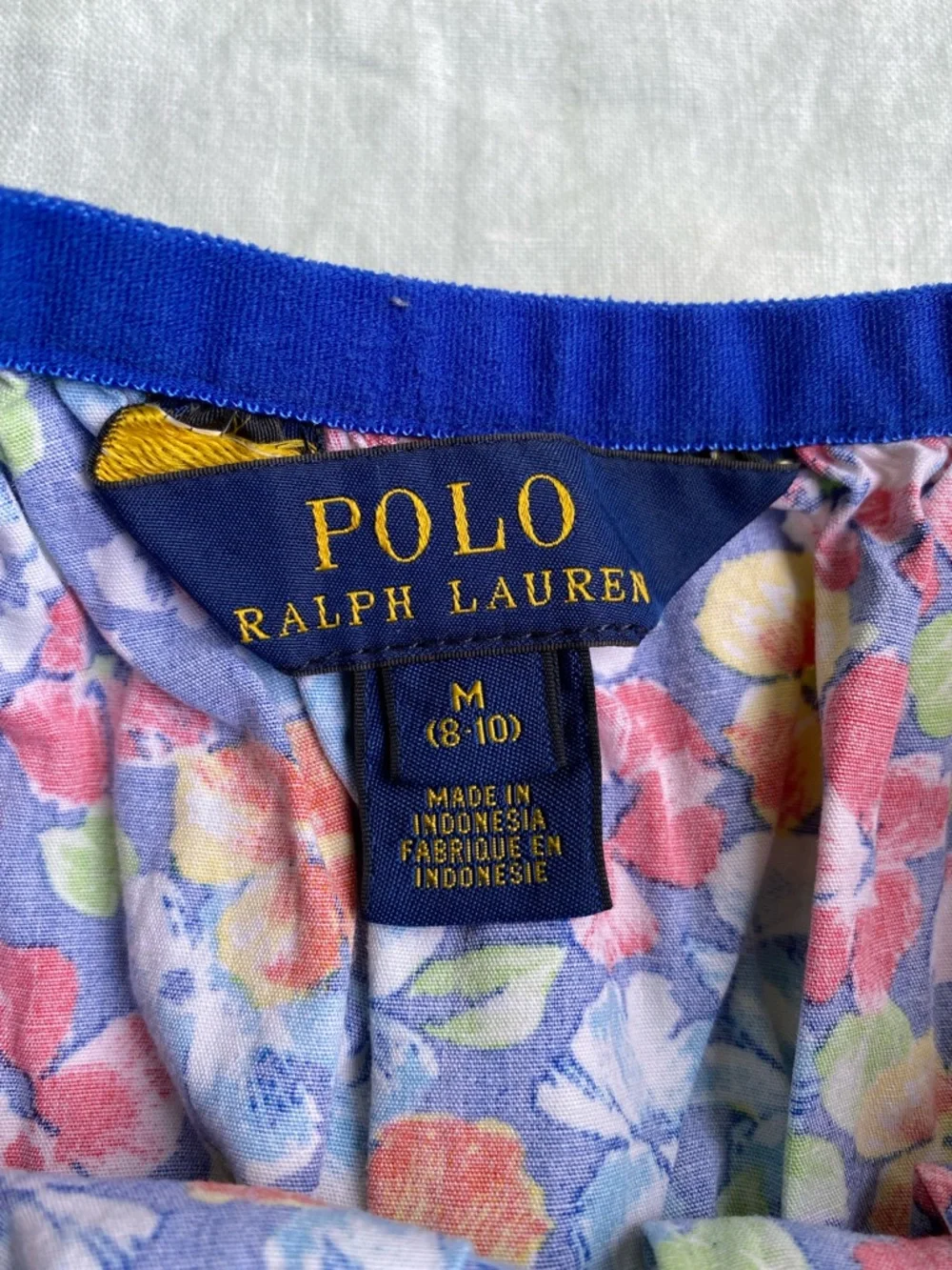 Polo Ralph medium 8-10 Lauren cotton blue pink floral print elastic waist skirt